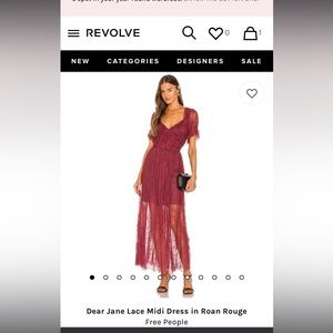 Free People Dear Jane Lace Midi Dress is Roan Rouge size 0
